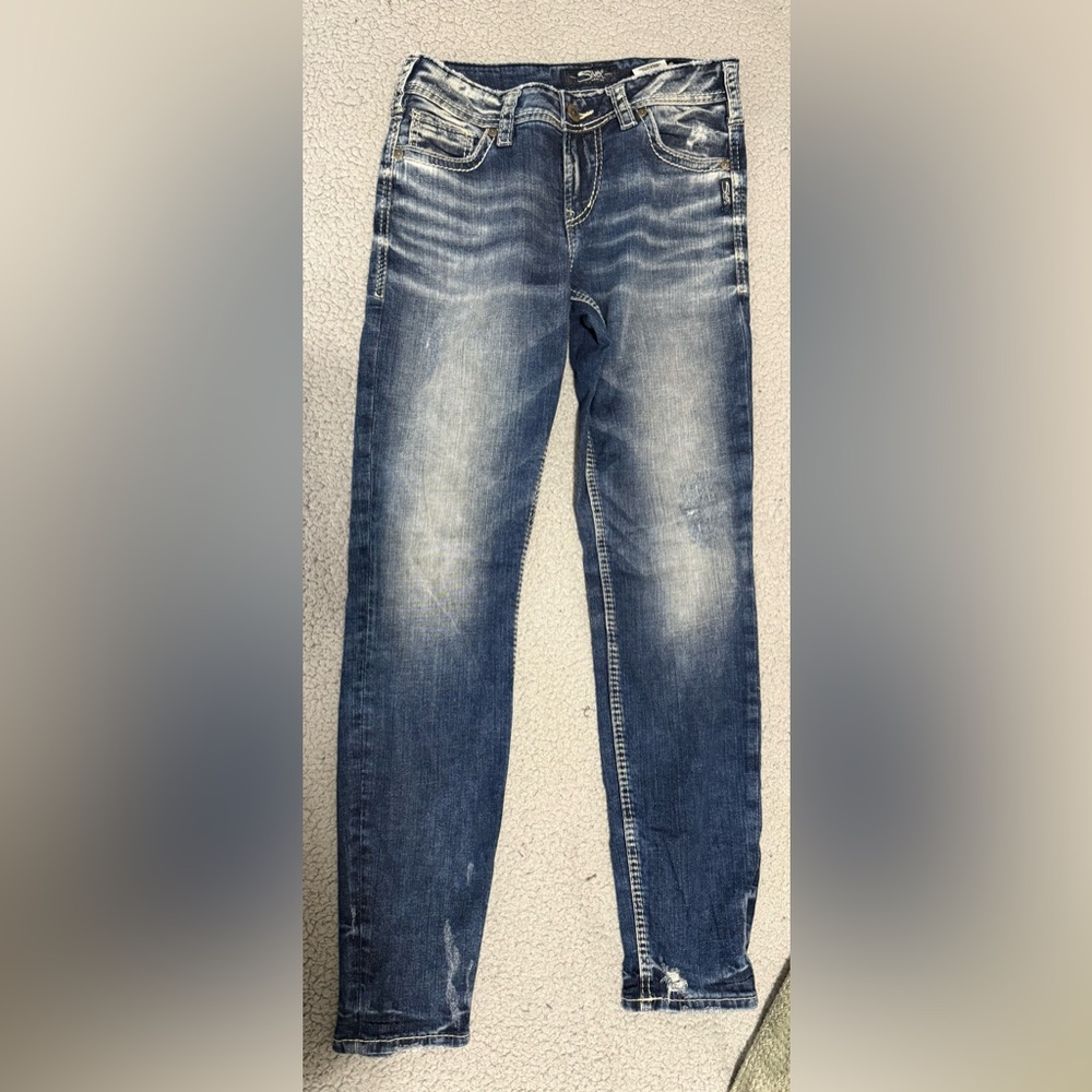Silver Jeans Women's Faded Blue Ankle Jeans